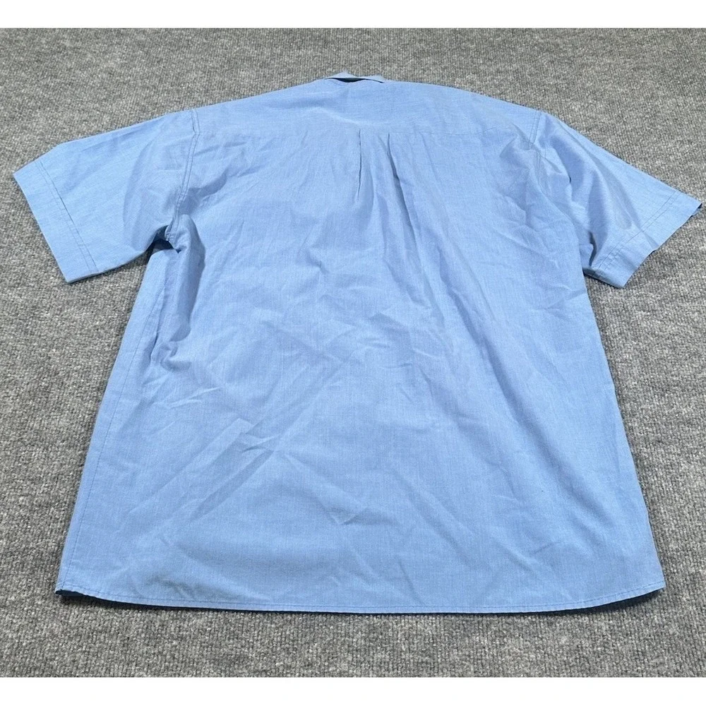 VTG Polo Ralph Lauren Men's XL S/S Blue Button Down Shirt 100% Cotton Made USA
